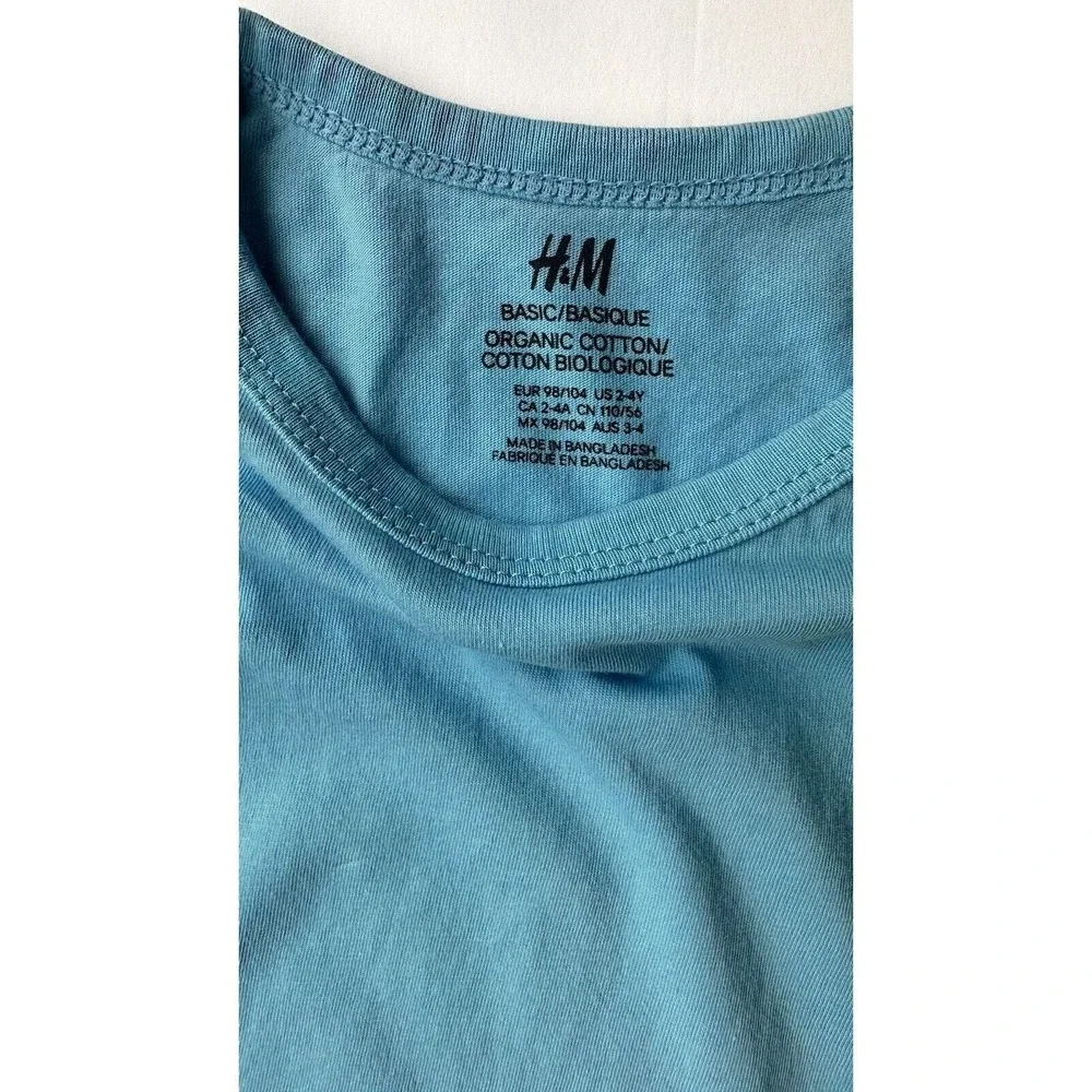 H&M Kids Boys Blue Organic Cotton Tank TopStriped Shorts Set Size 2-1.5-2Y